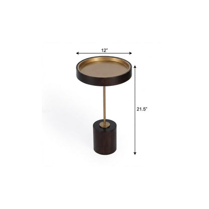 22" Black And Rosegold Solid Wood Round End Table HomeRoots