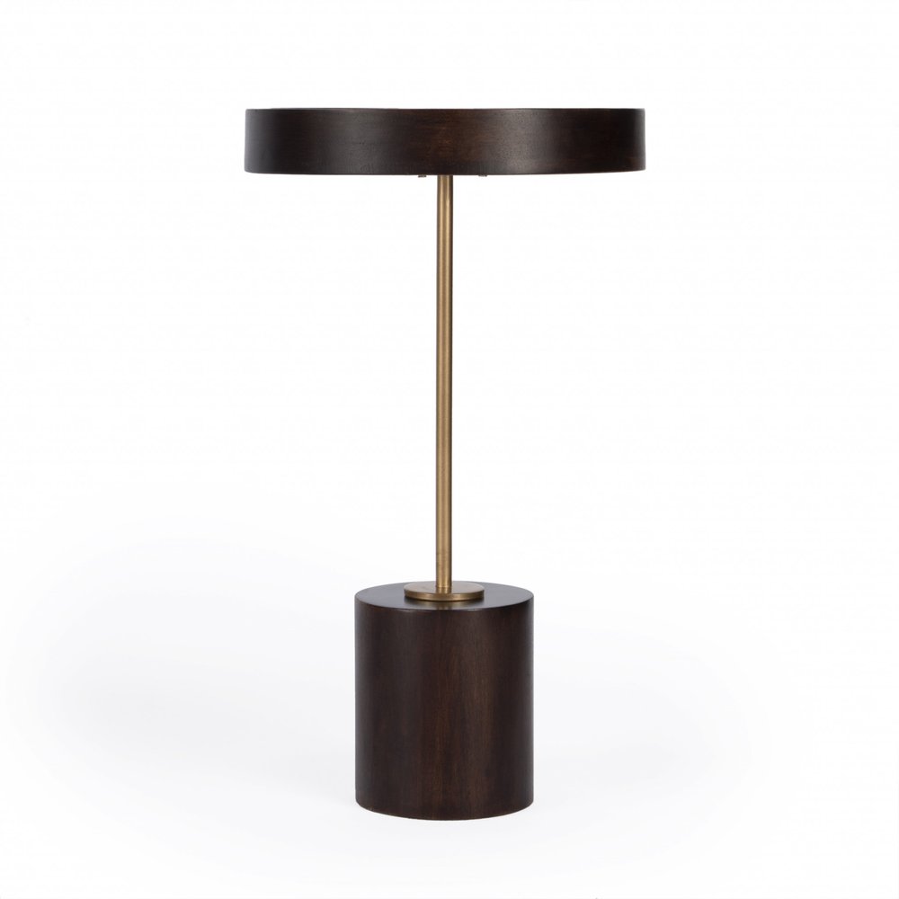 22" Black And Rosegold Solid Wood Round End Table HomeRoots
