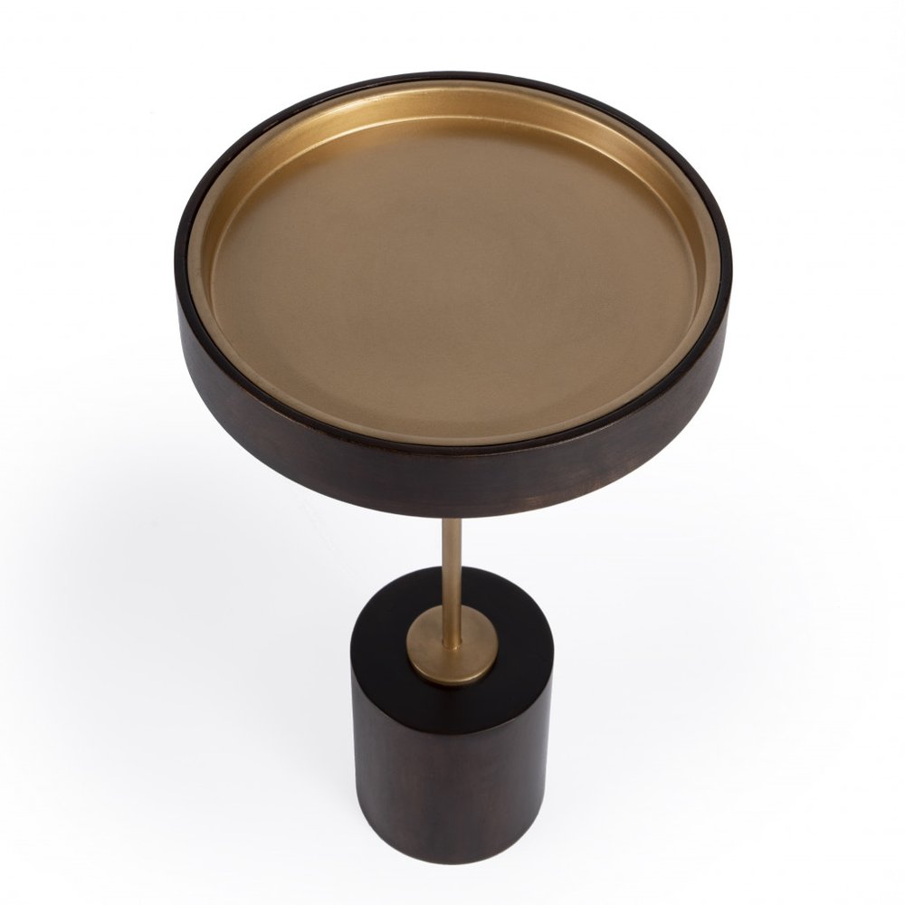 22" Black And Rosegold Solid Wood Round End Table HomeRoots