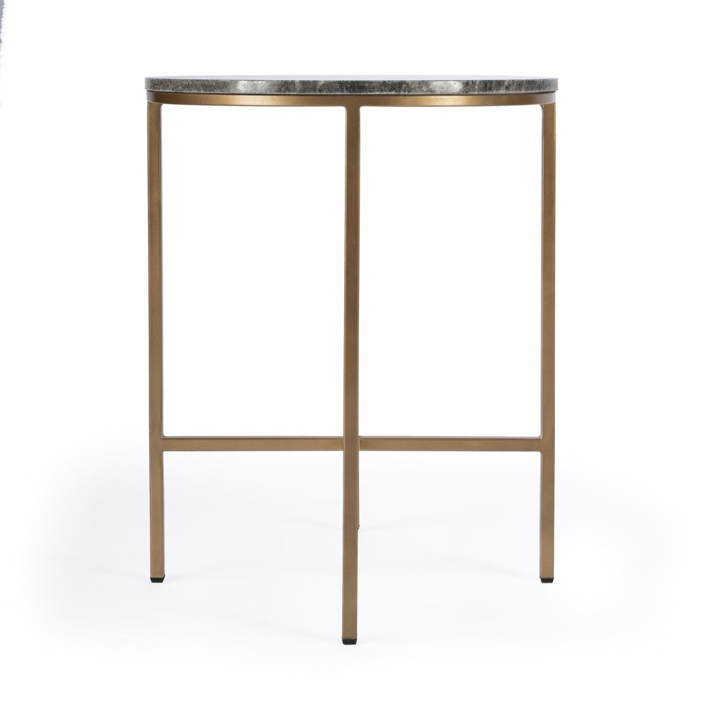 23" Brass And Gray Marble Round End Table HomeRoots