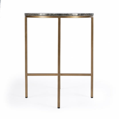 23" Brass And Gray Marble Round End Table HomeRoots