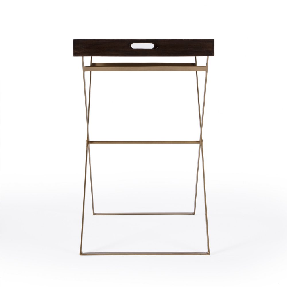 27" Gold And Walnut Solid Wood Rectangular End Table HomeRoots