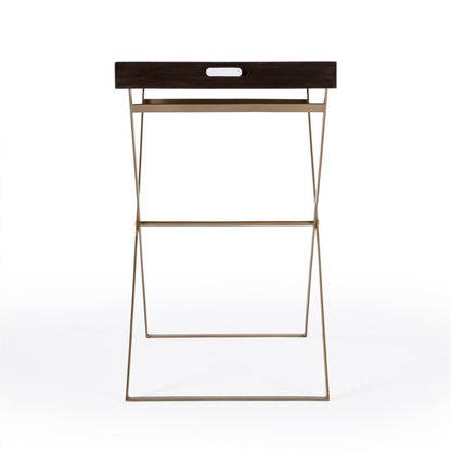 27" Gold And Walnut Solid Wood Rectangular End Table HomeRoots