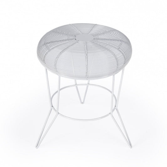 18" White Wire Round top End Table HomeRoots