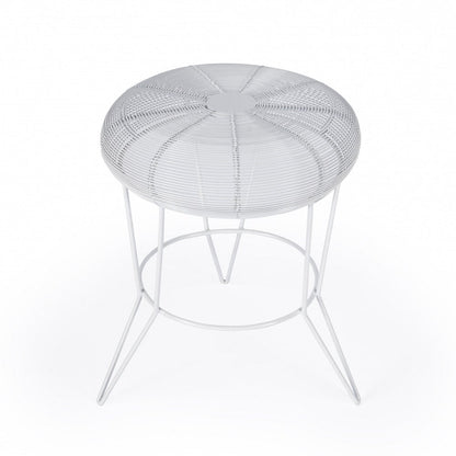 18" White Wire Round top End Table HomeRoots