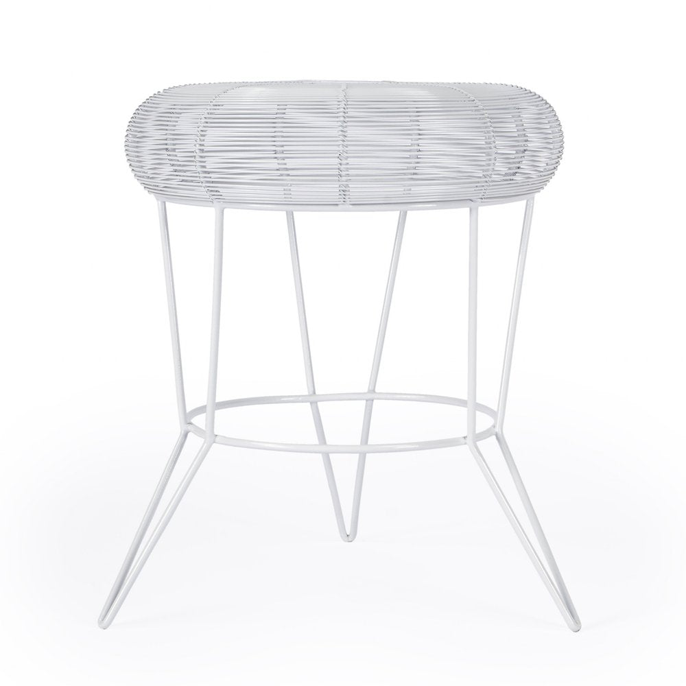 18" White Wire Round top End Table HomeRoots