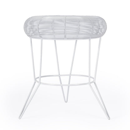18" White Wire Round top End Table HomeRoots