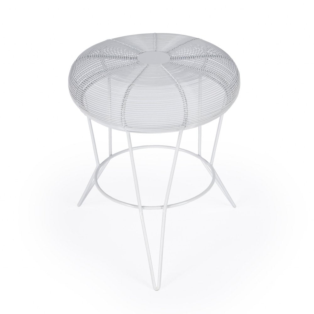 18" White Wire Round top End Table HomeRoots