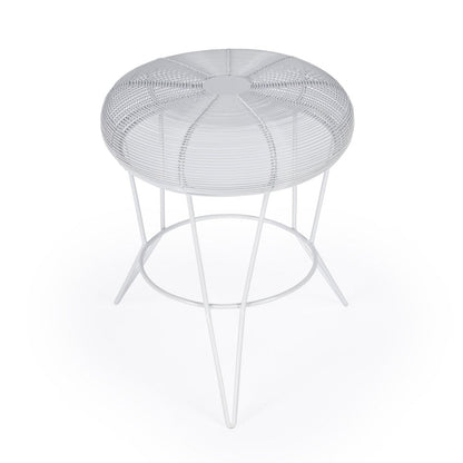 18" White Wire Round top End Table HomeRoots