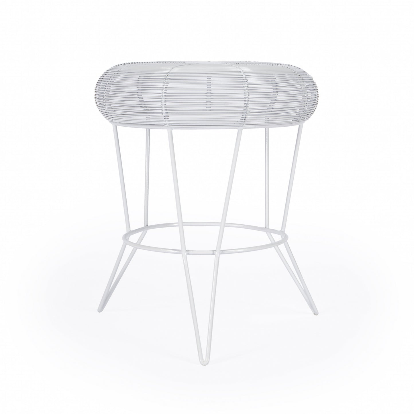 18" White Wire Round top End Table