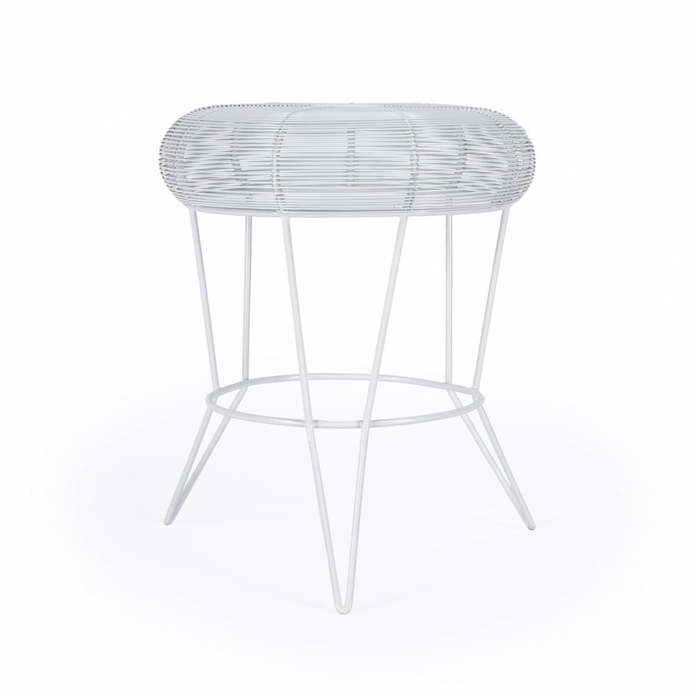 18" White Wire Round top End Table HomeRoots