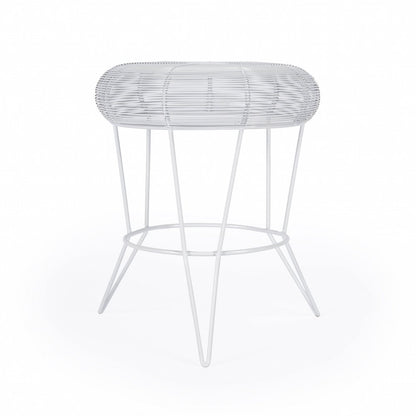 18" White Wire Round top End Table HomeRoots