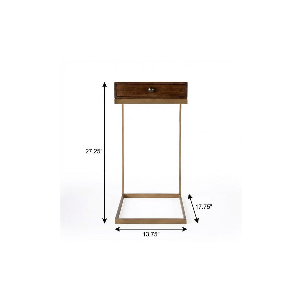 27" Natural Brown Solid And Manufactured Wood Square End Table With Drawer HomeRoots