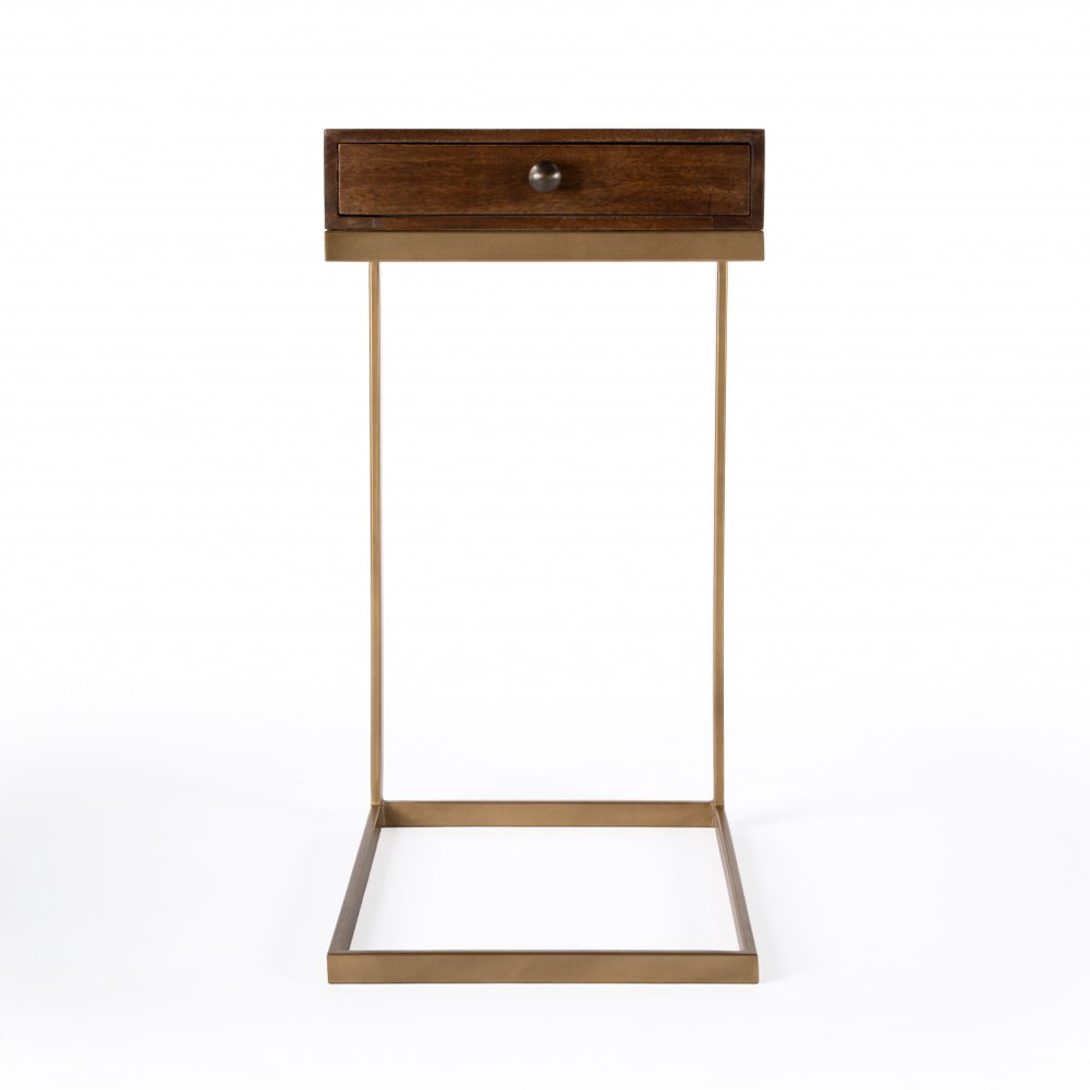 27" Natural Brown Solid And Manufactured Wood Square End Table With Drawer HomeRoots