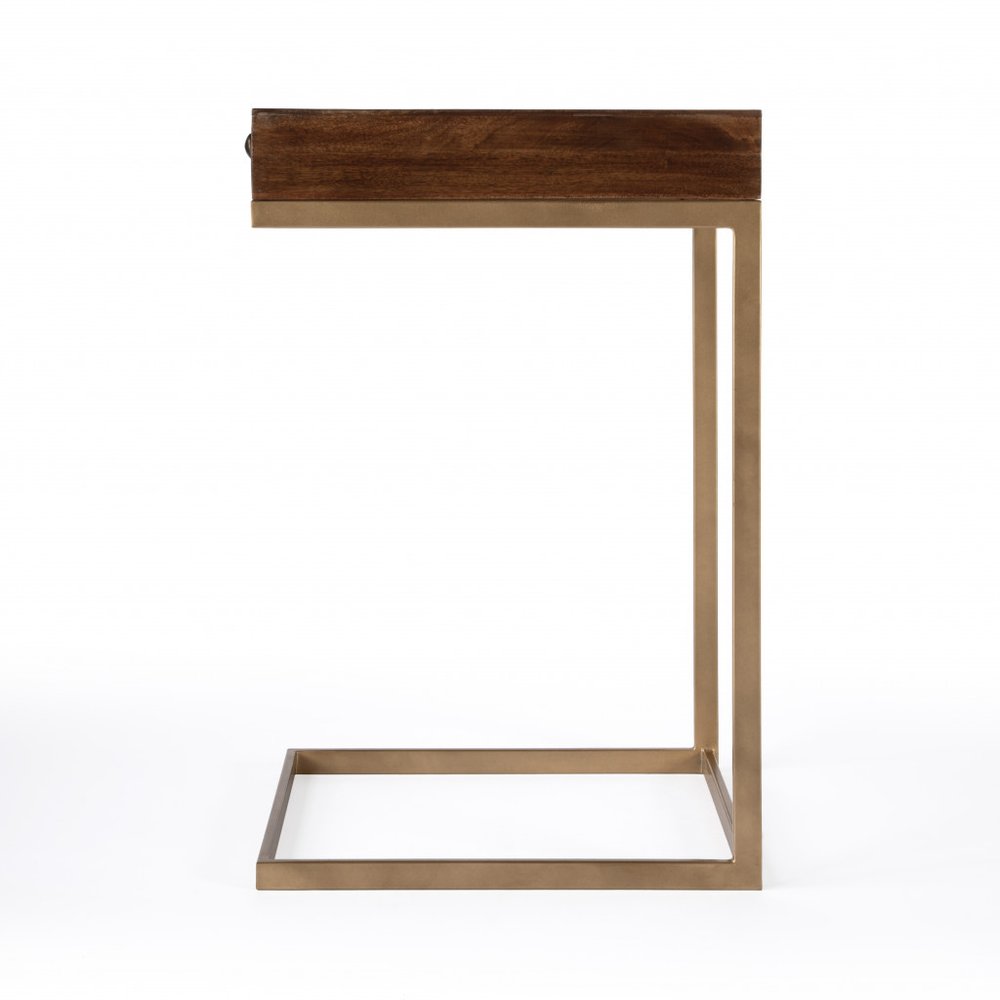 27" Natural Brown Solid And Manufactured Wood Square End Table With Drawer HomeRoots