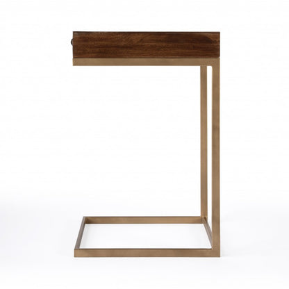 27" Natural Brown Solid And Manufactured Wood Square End Table With Drawer HomeRoots