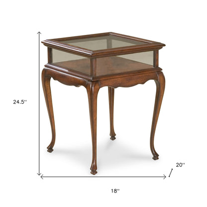 25" Dark Brown Glass Rectangular End Table