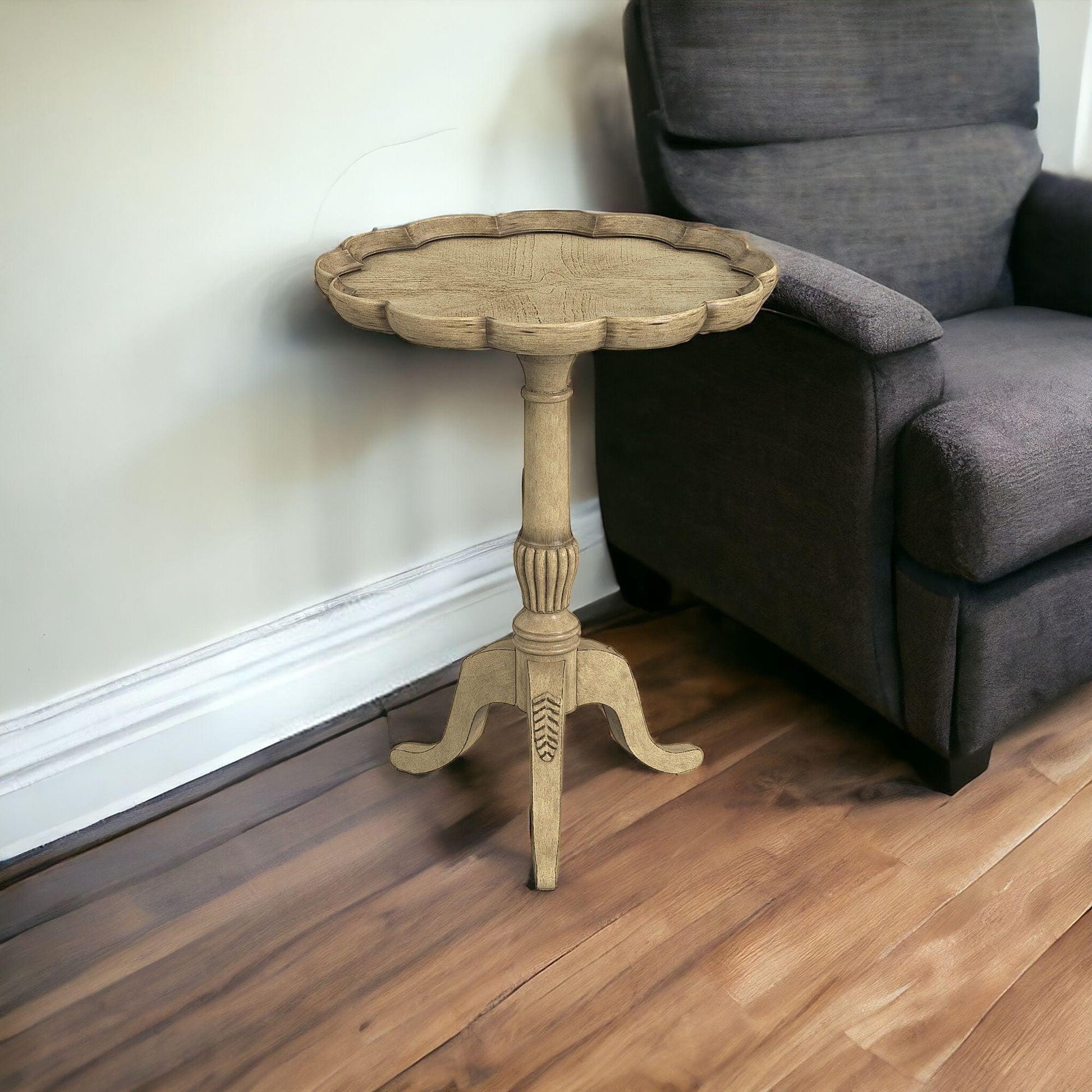 26" Beige Manufactured Wood Round End Table - FurniFindUSA