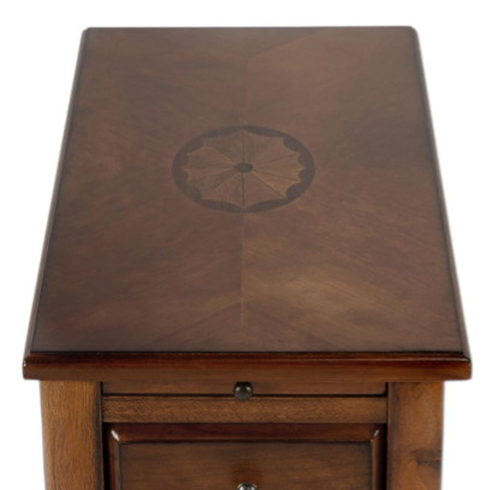 25" Brown Solid And Manufactured Wood Rectangular End Table With Drawer HomeRoots