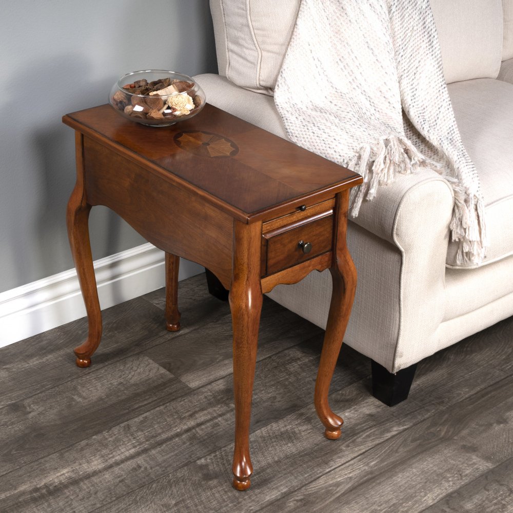 25" Brown Solid And Manufactured Wood Rectangular End Table With Drawer HomeRoots