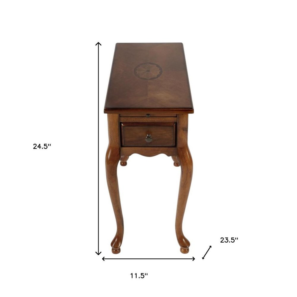 25" Brown Solid And Manufactured Wood Rectangular End Table With Drawer HomeRoots