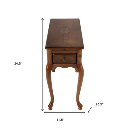 25" Brown Solid And Manufactured Wood Rectangular End Table With Drawer HomeRoots