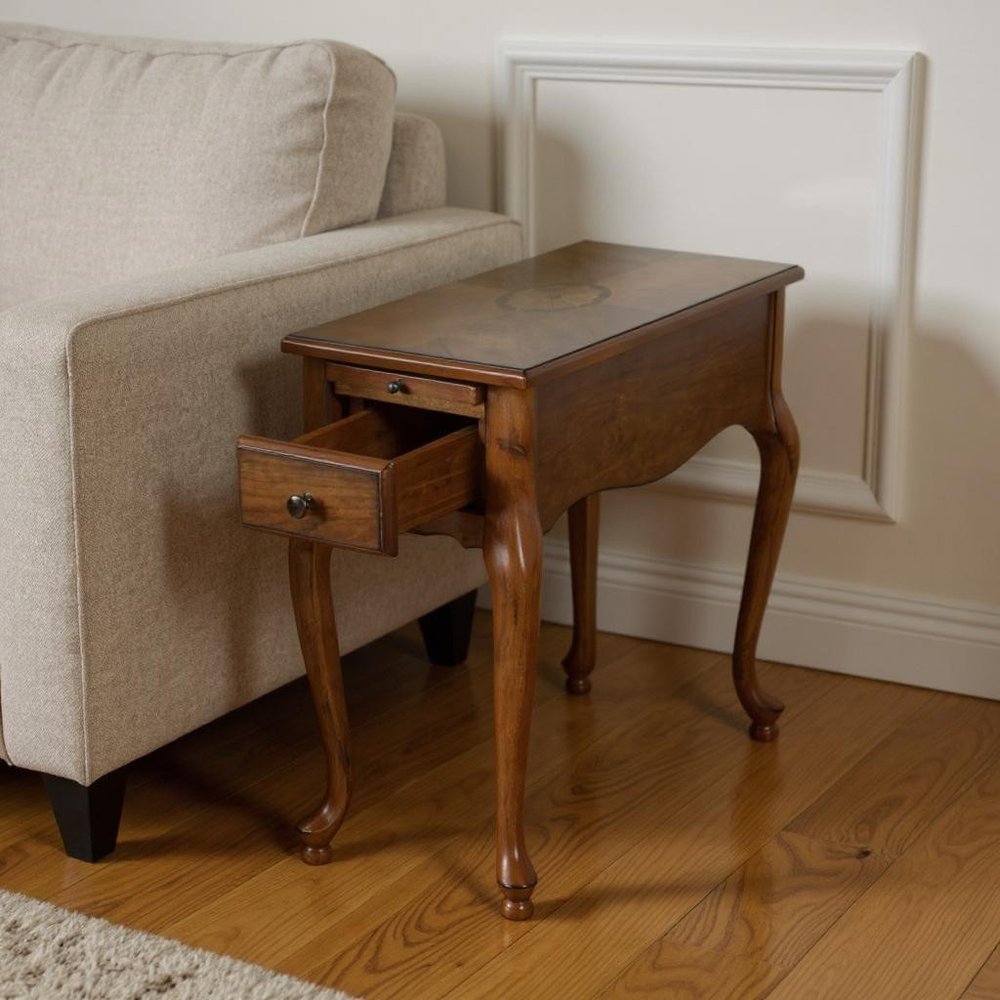 25" Brown Solid And Manufactured Wood Rectangular End Table With Drawer HomeRoots