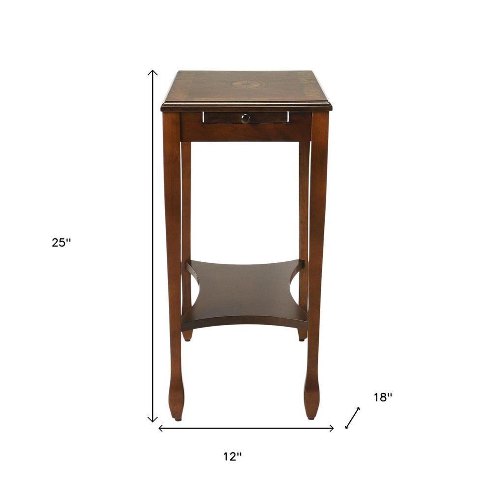 25" Wood Brown End Table With Shelf HomeRoots