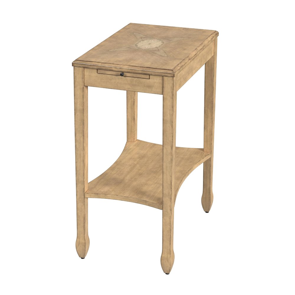 25" Beige Manufactured Wood Rectangular End Table With Shelf HomeRoots
