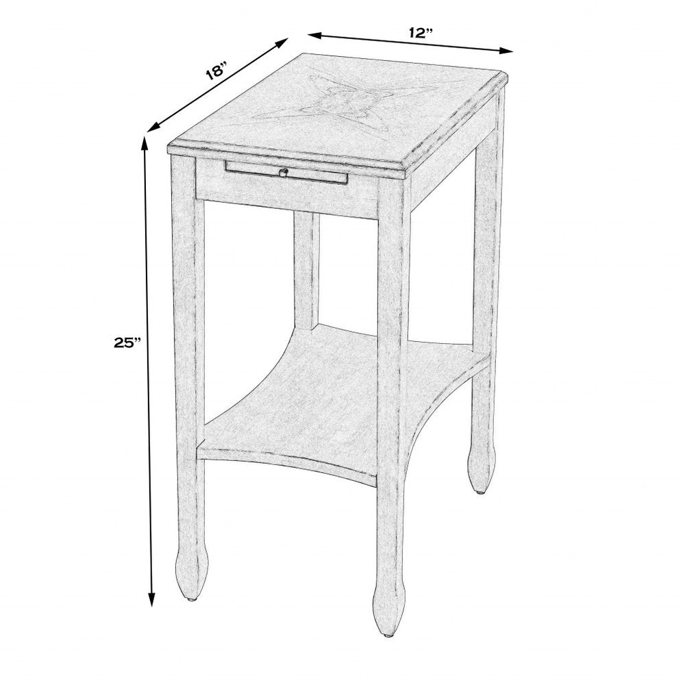 25" Beige Manufactured Wood Rectangular End Table With Shelf HomeRoots