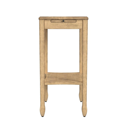25" Beige Manufactured Wood Rectangular End Table With Shelf HomeRoots