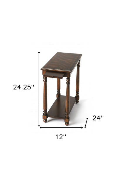 24" Cherry Manufactured Wood Rectangular End Table With Shelf