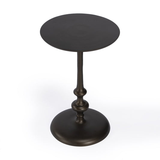 18" Dark Burnished Bronze Aluminum Round Top Pedestal End Table HomeRoots