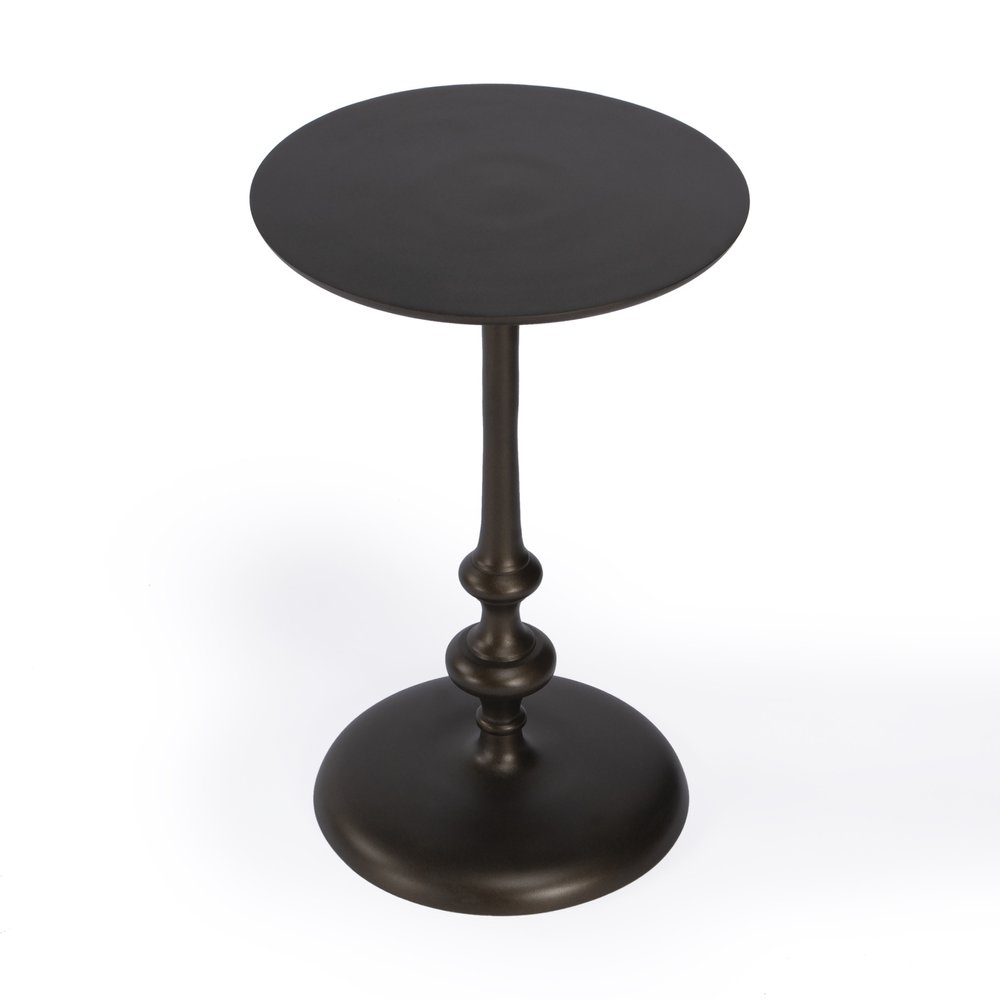 18" Dark Burnished Bronze Aluminum Round Top Pedestal End Table HomeRoots