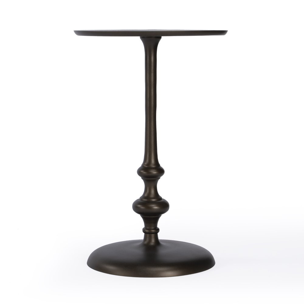 18" Dark Burnished Bronze Aluminum Round Top Pedestal End Table HomeRoots