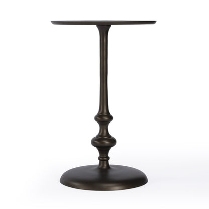 18" Dark Burnished Bronze Aluminum Round Top Pedestal End Table HomeRoots