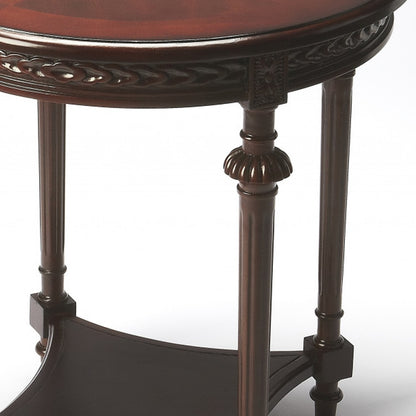 27" Dark Brown Manufactured Wood Round End Table With Shelf