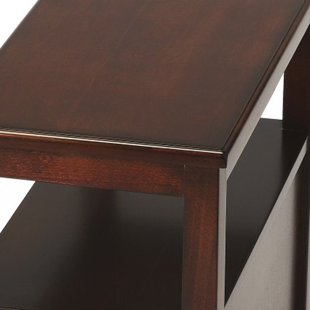 24" Dark Brown Manufactured Wood End Table With Two Drawers And Shelf HomeRoots