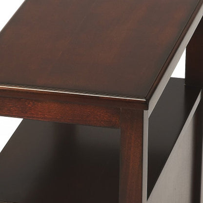 24" Dark Brown Manufactured Wood End Table With Two Drawers And Shelf HomeRoots