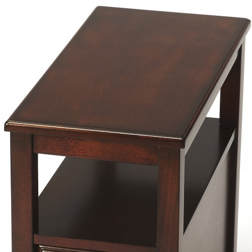 24" Dark Brown Manufactured Wood End Table With Two Drawers And Shelf HomeRoots