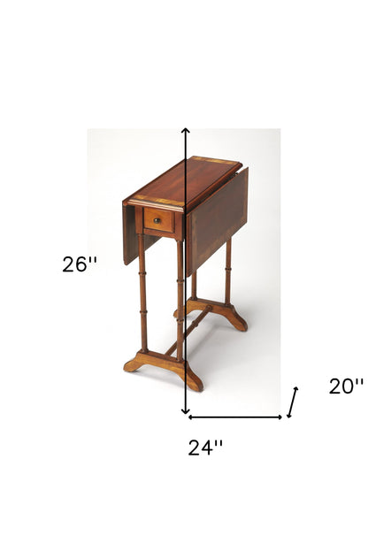 26" Olive Ash Solid And Manufactured Wood Rectangular End Table With Drawer