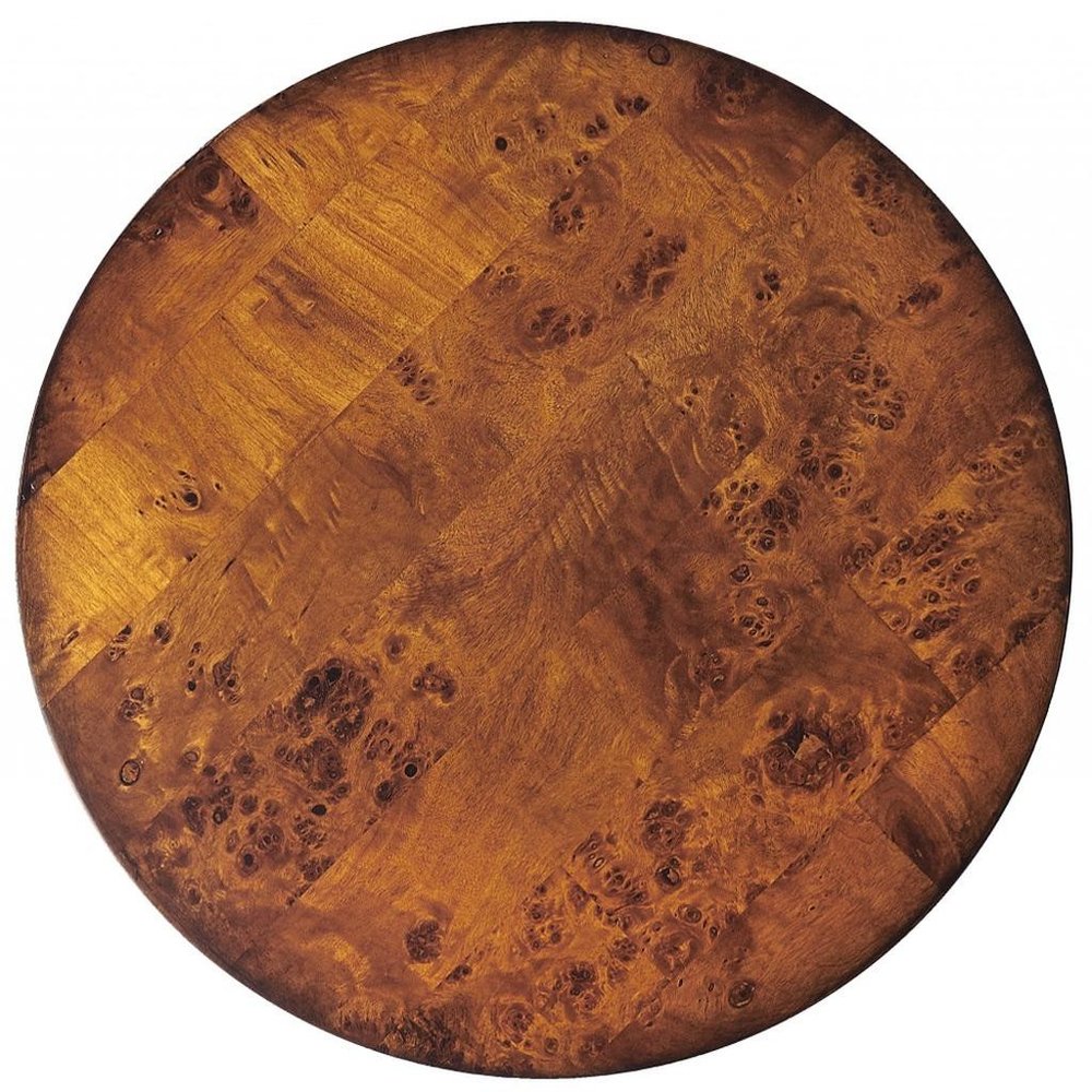 24" Medium Brown Burl Veneer Round End Table HomeRoots