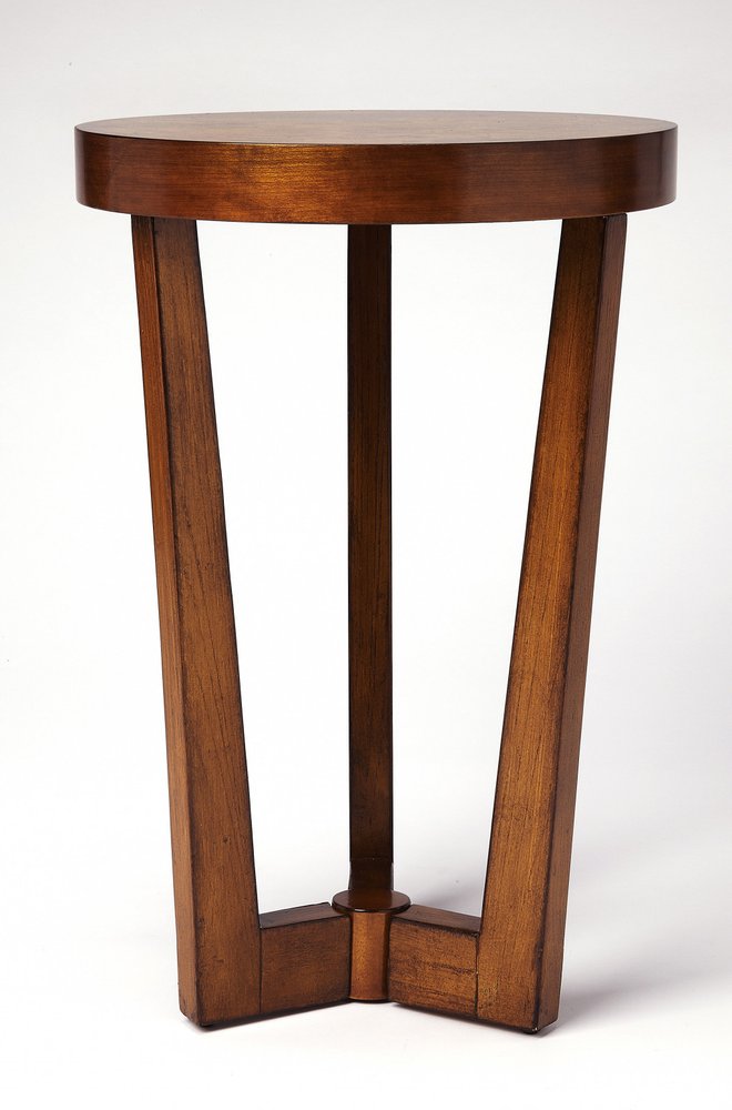 24" Medium Brown Burl Veneer Round End Table HomeRoots