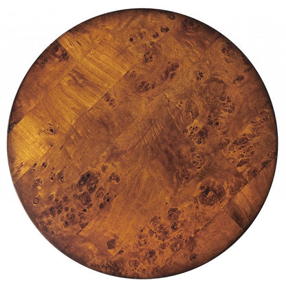 24" Medium Brown Burl Veneer Round End Table HomeRoots