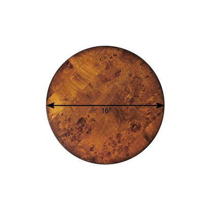 24" Medium Brown Burl Veneer Round End Table HomeRoots