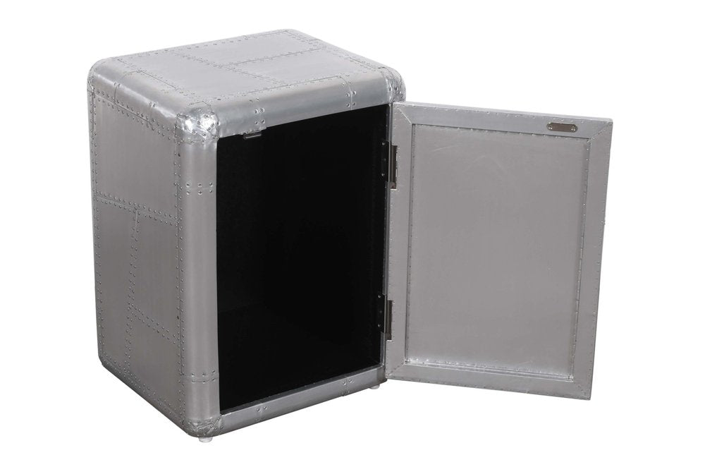 18" Silver Aluminum Standard Accent Cabinet With One Shelf HomeRoots