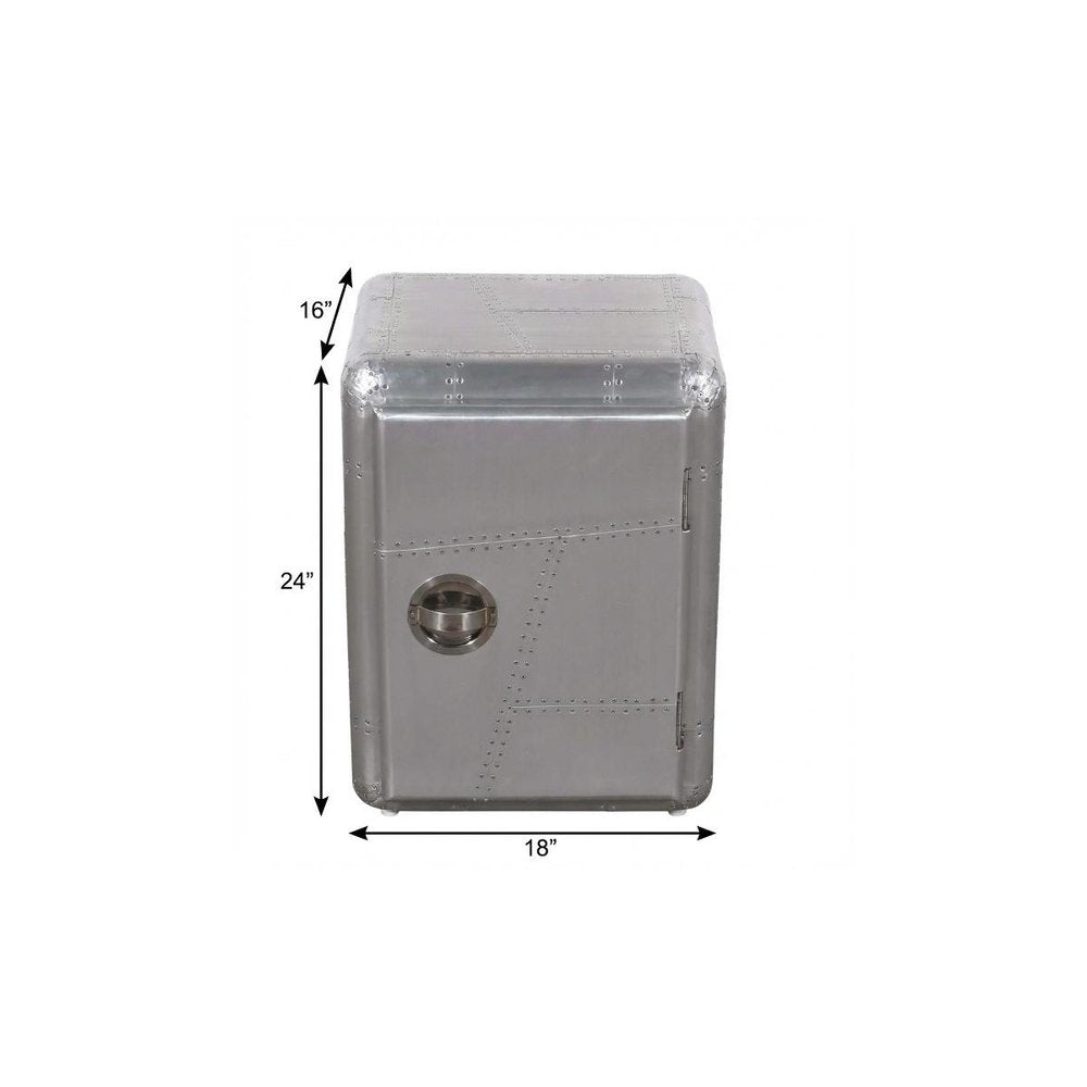 18" Silver Aluminum Standard Accent Cabinet With One Shelf HomeRoots