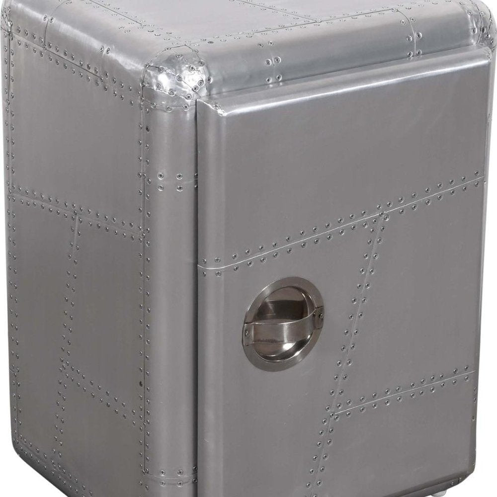 18" Silver Aluminum Standard Accent Cabinet With One Shelf HomeRoots