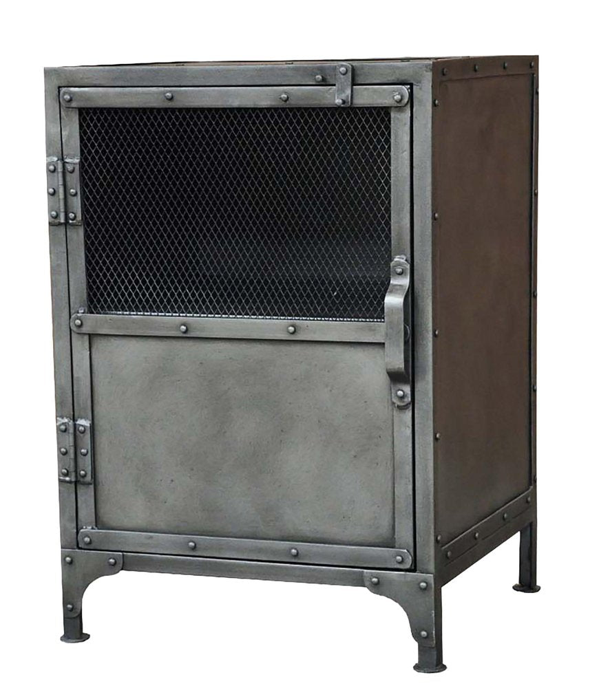 20" Silver Metal Accent Cabinet With Two Shelves HomeRoots