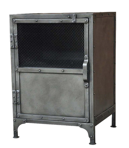 20" Silver Metal Accent Cabinet With Two Shelves HomeRoots